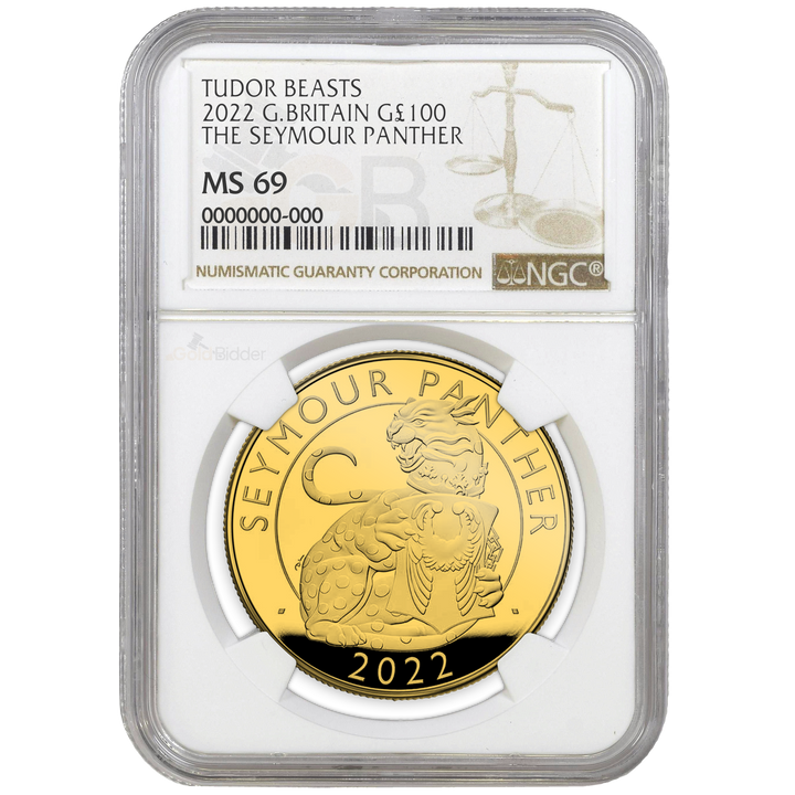 NGC 2022 1oz Gold Tudor Beasts The Seymour Panther Certified Coin, MS67+