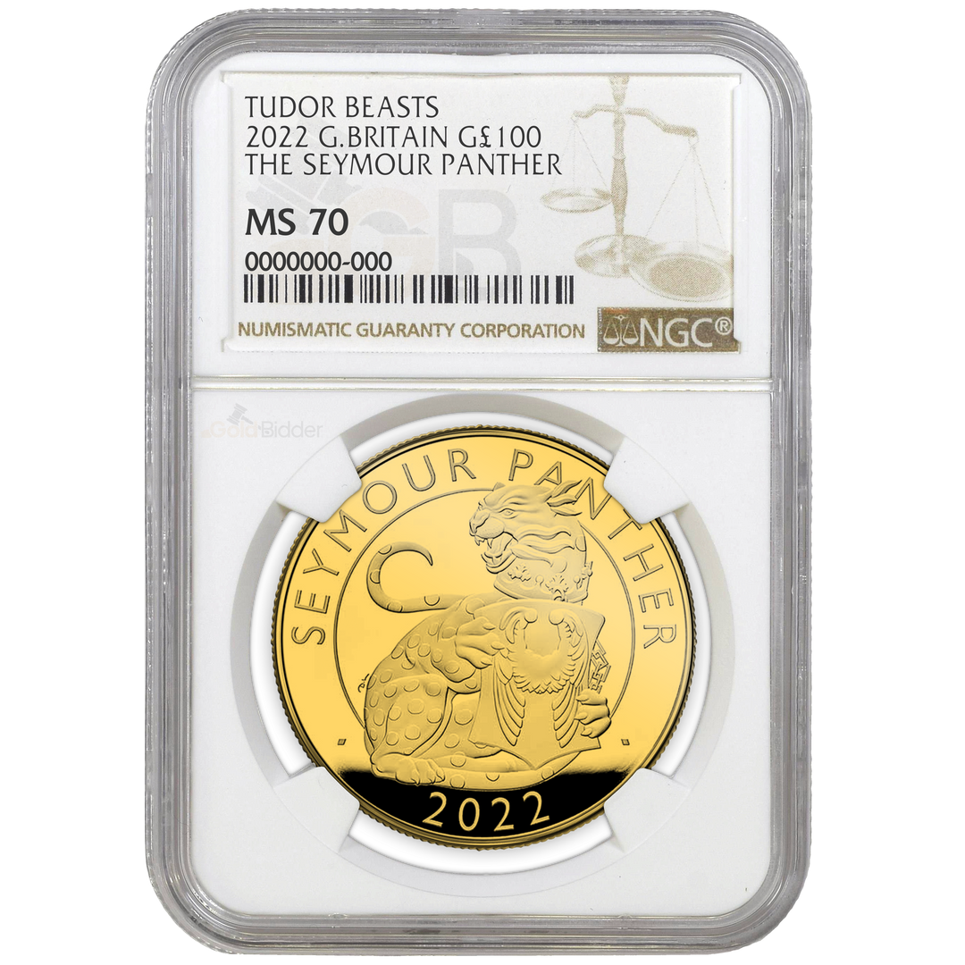 NGC 2022 1oz Gold Tudor Beasts The Seymour Panther Certified Coin, MS67+