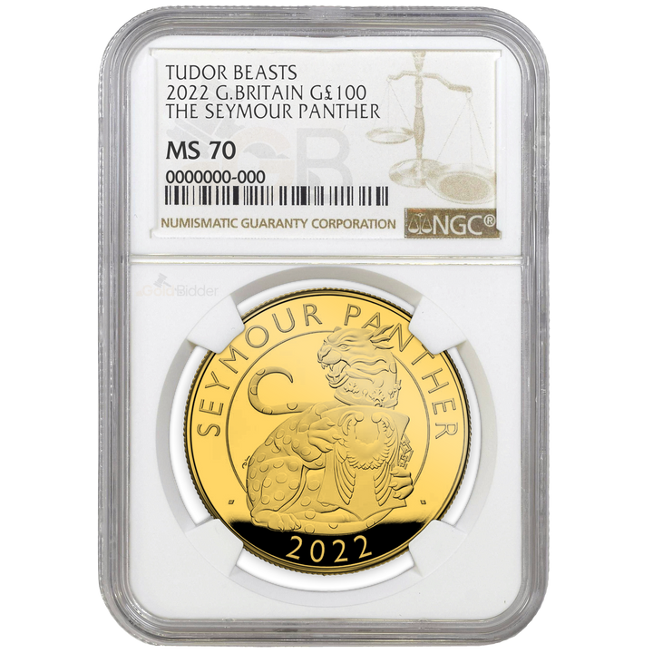 NGC 2022 1oz Gold Tudor Beasts The Seymour Panther Certified Coin, MS67+
