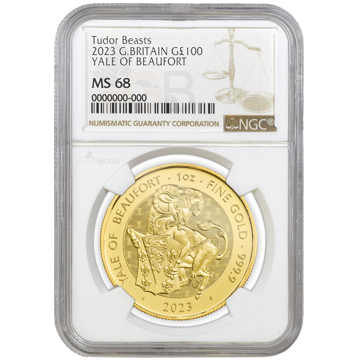 2023 1oz Gold Tudor Beasts Yale Of Beaufort Certified Coin MS67+