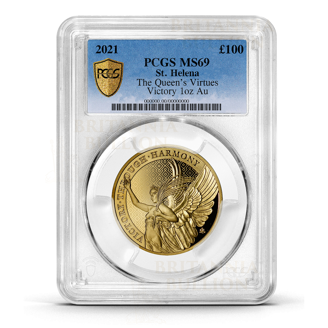 PCGS 2021 1oz Gold UK Queen’s Virtue Victory Certified Coin MS66+