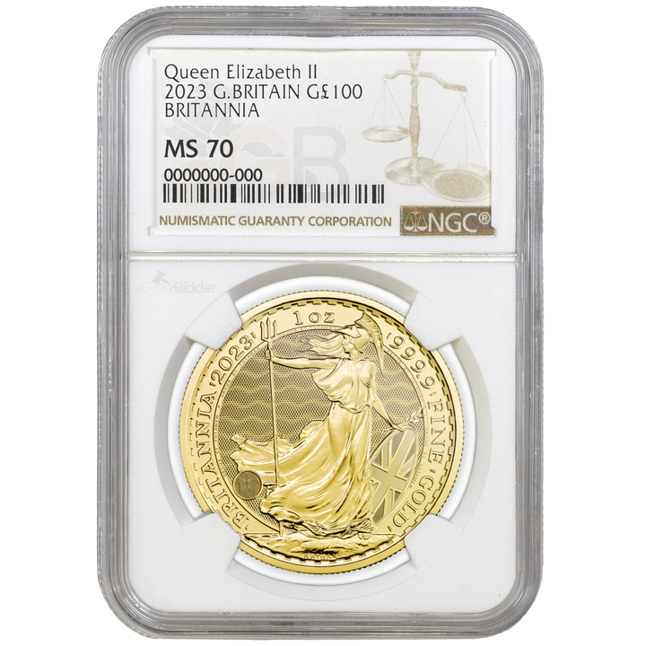NGC 2023 1oz Gold Britannia Featuring Queen Elizabeth II Certified Coin MS67+