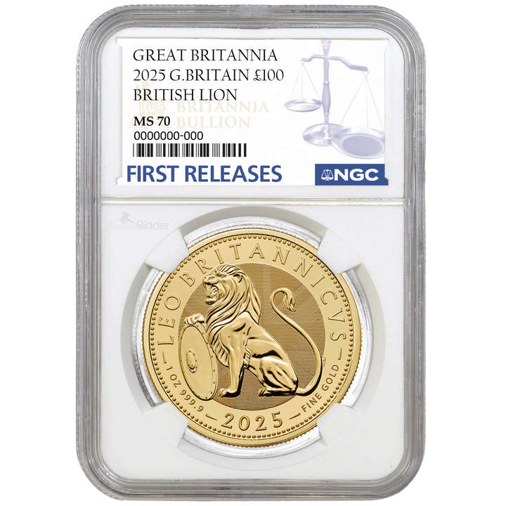 2025 1oz Gold British Lion Coin MS67+ FIRST RELEASE