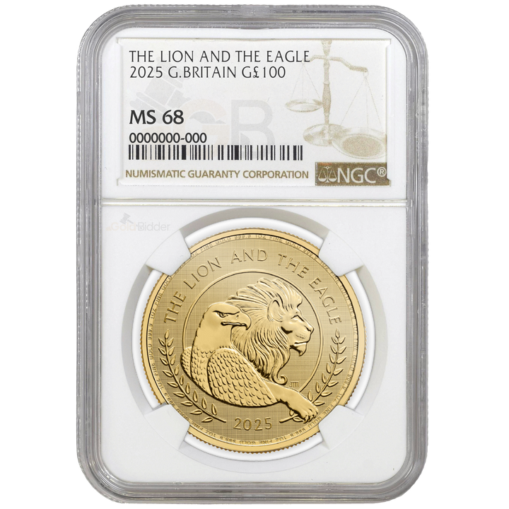 NGC 2025 1oz Gold Lion And Eagle Certified Coin MS67+