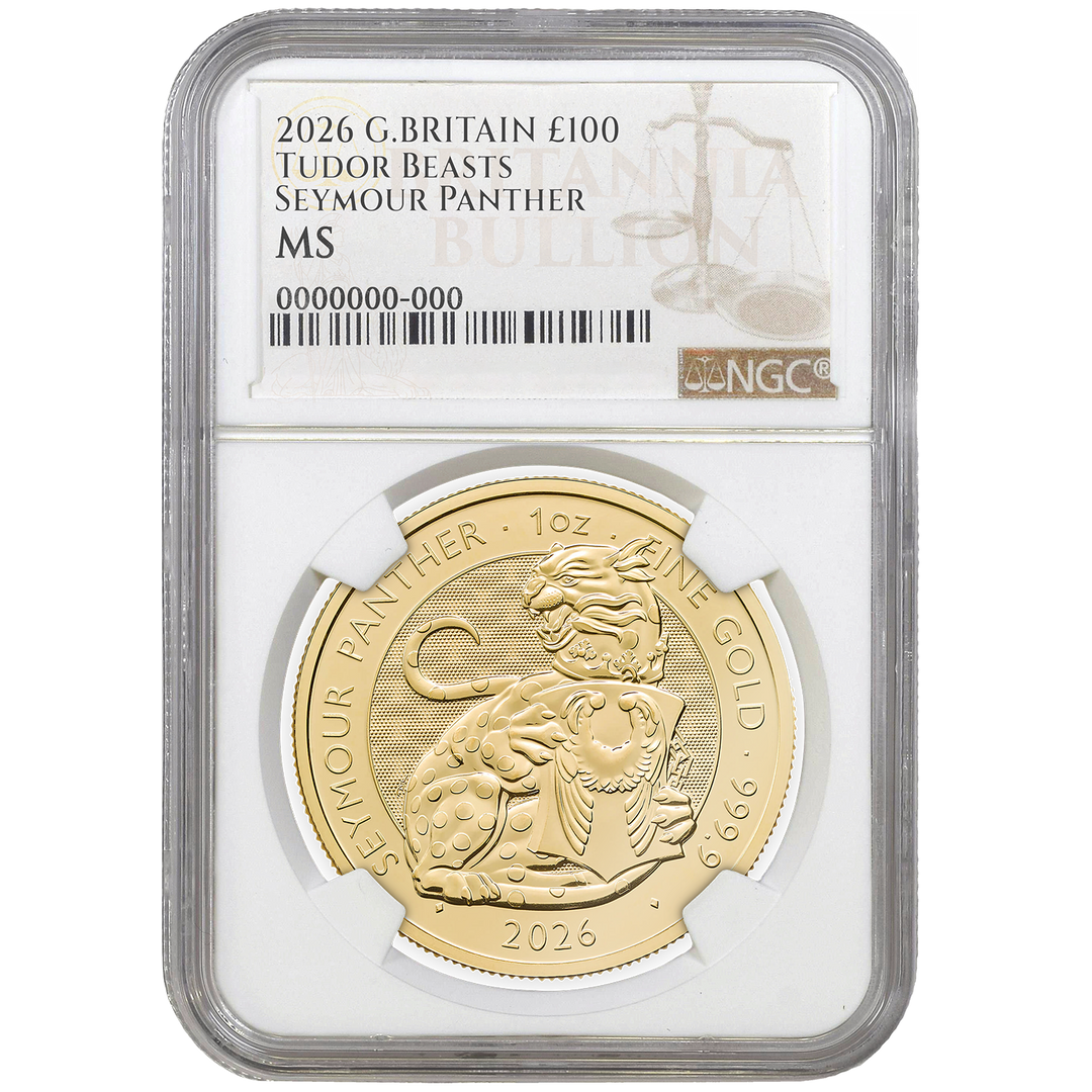 2026 1oz Gold Tudor Beasts Seymour Panther Certified Coin MS66+ First Edition