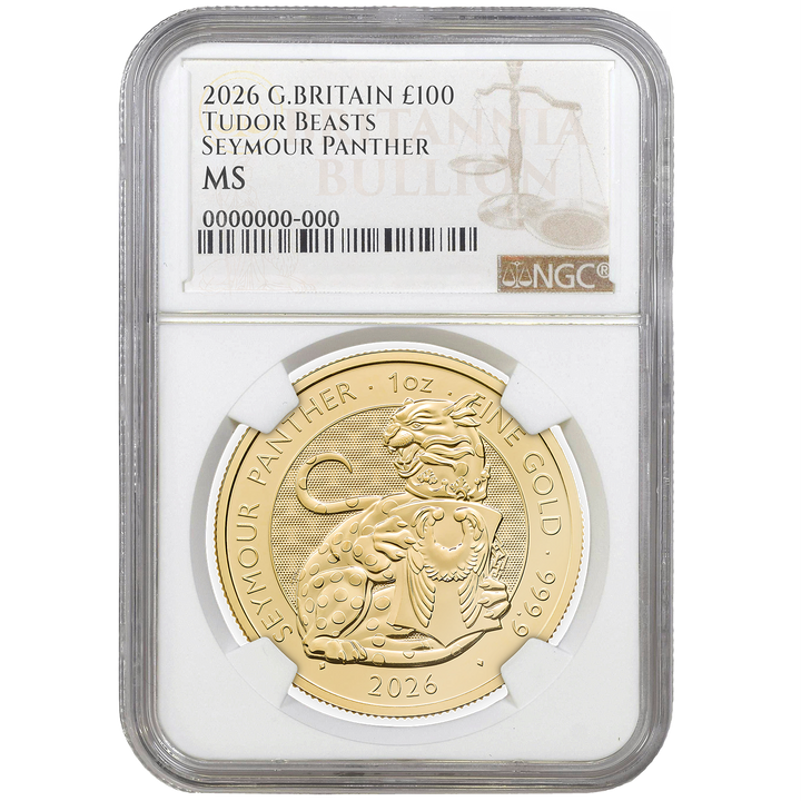 2026 1oz Gold Tudor Beasts Seymour Panther Certified Coin MS66+ First Edition
