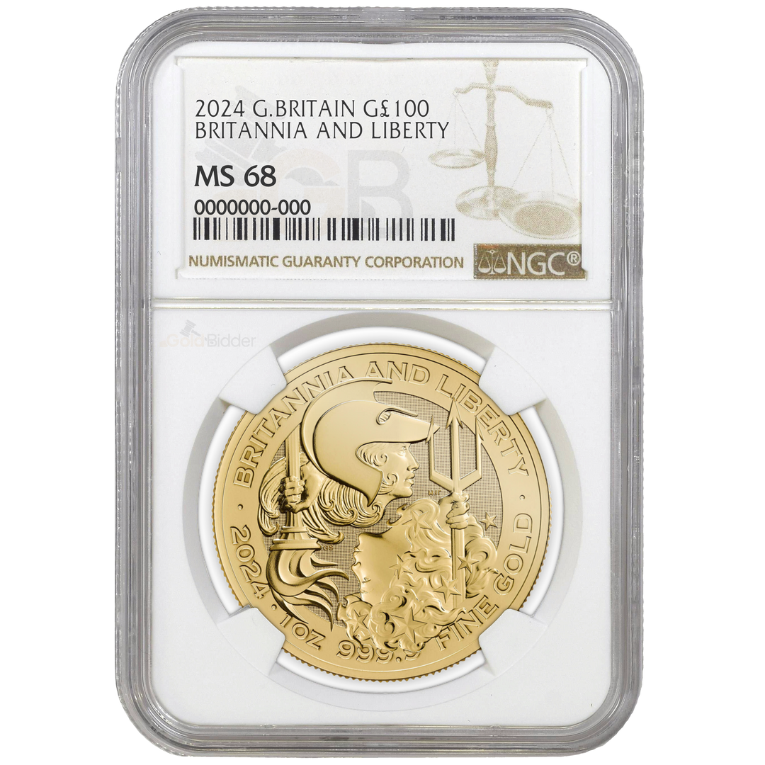 NGC 2024 1oz Gold Britannia and Liberty Certified Coin MS67+