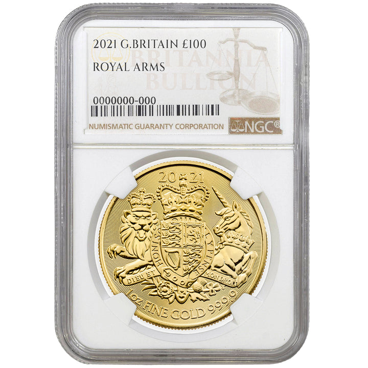 NGC 2021 1oz Gold The Royal Arms Certified Coin, MS66+