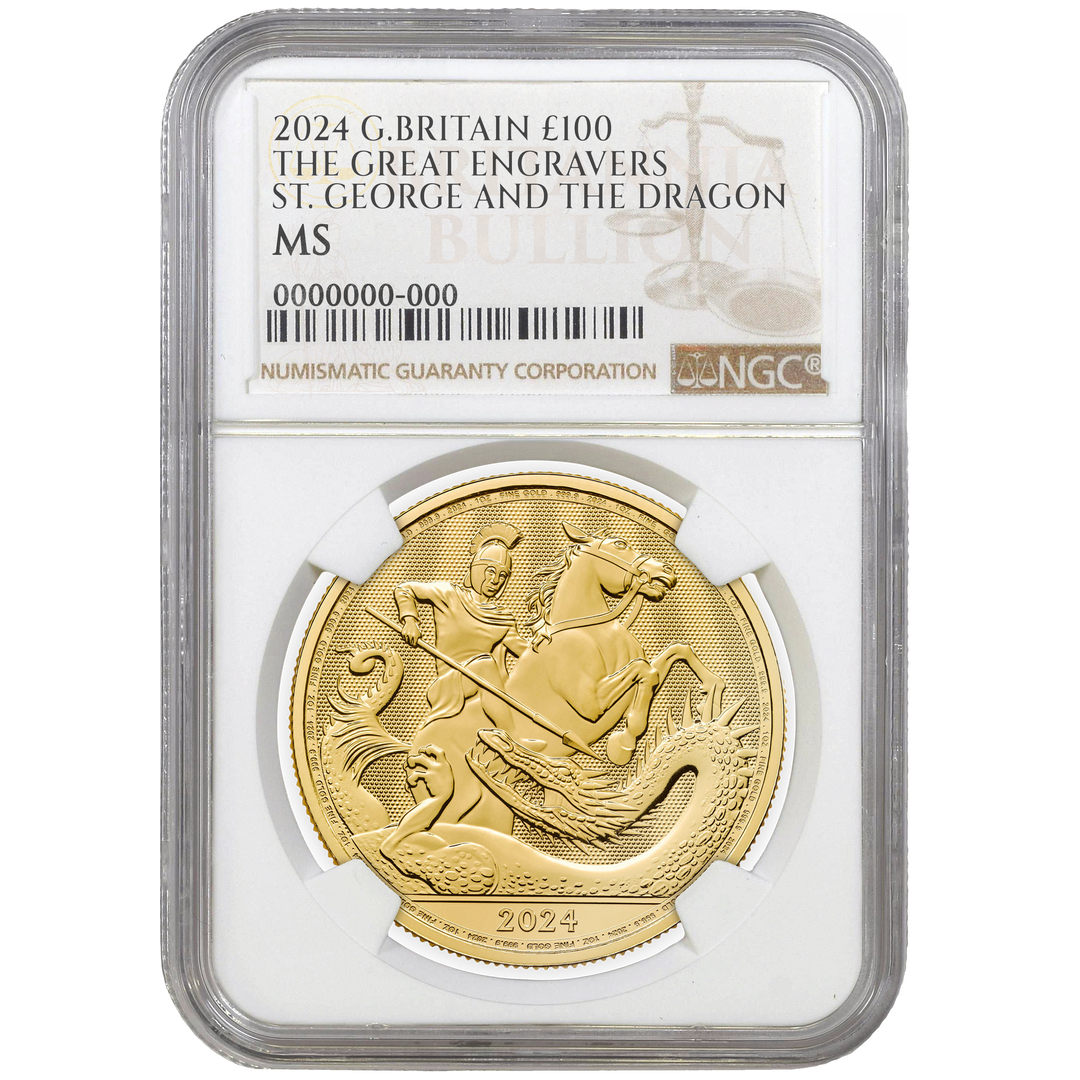 2024 1oz Gold St George and the Dragon Certified Coin MS66+