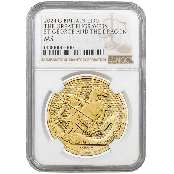 2024 1oz Gold St George and the Dragon Certified Coin MS66+